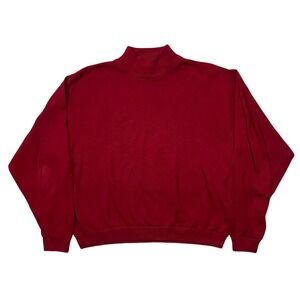 Vintage Pendleton Red Mock Neck Cotton Sweater Made in USA Mens XL